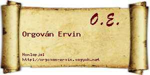 Orgován Ervin névjegykártya