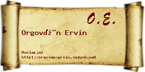 Orgován Ervin névjegykártya